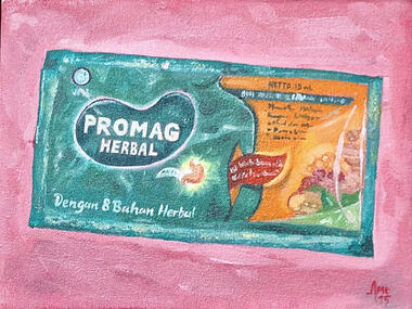 ’Stomach-ache’ oil paint on canvas (15 x 20 cm)