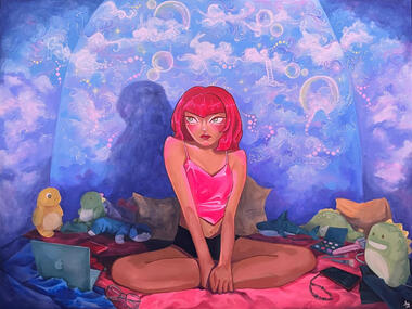 ‘Head in the Clouds’ acrylic paint on canvas (150 x 200 cm)