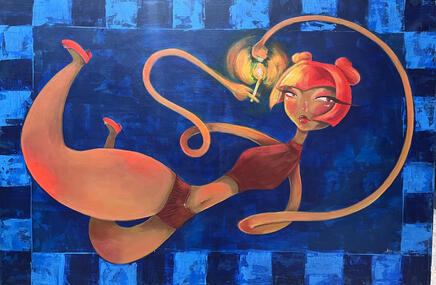 ’Loops and Light’ acrylic paint on canvas (60 x 90 cm)