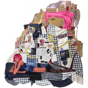 ’Fashion Fairytale’ mixed media on cardboard (100 x 100 cm)